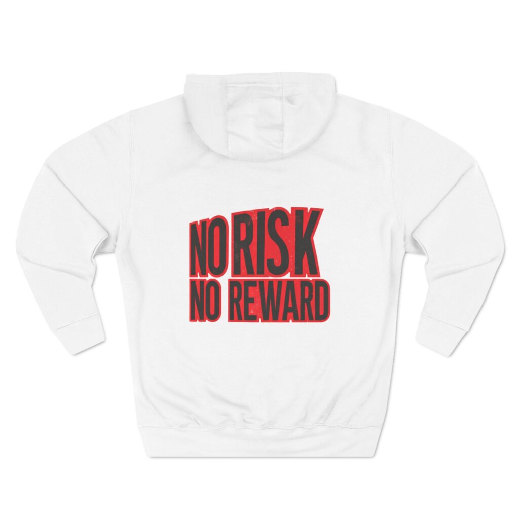 White, Red, and Black Take a Risk Hoodie, Back-View